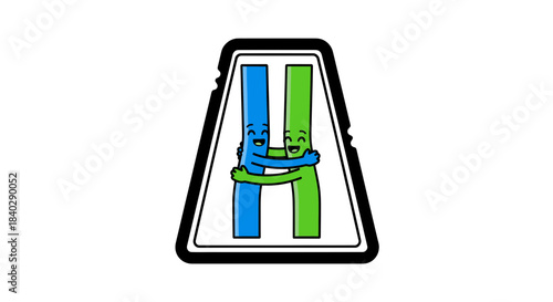 Joyful Illustration Depicting Two Friendly Characters Embracing Each Other With Happiness