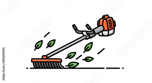 Illustration Of A Leaf Blower And Clean Up Symbolizing Yard Maintenance, Cleanliness