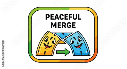 Joyful Road Connection: A Whimsical Depiction of Seamless Merging and Happy Integration