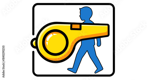 Illustration Of A Person Carrying A Huge Whistle For Sporting Event Announcement