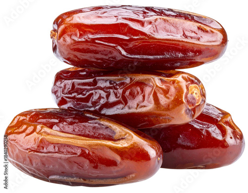 Pitted Medjool Dates Stacked, High Contrast Lighting, Isolated on Transparent PNG Background