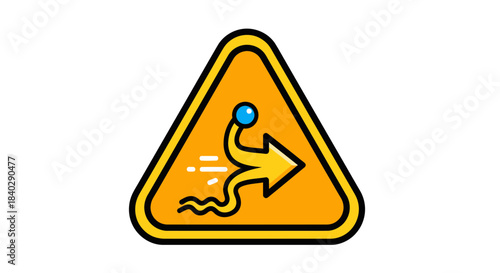 Illustration Of A Warning Sign With An Arrow Indicating Potential Obstacle Or Hazard