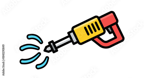 Illustration Of Pressure Washer Spraying Water With Yellow And Red Details Graphics
