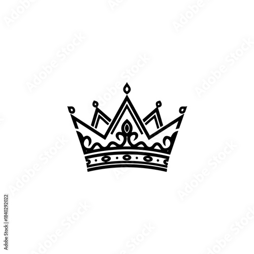 Regal black line art crown vector illustration. royal emblem for monarchy, success, leadership, power, and prestige design. isolated on transparent background