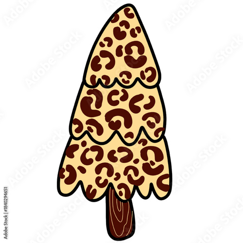 Trendy Leopard Print Christmas Tree Doodle