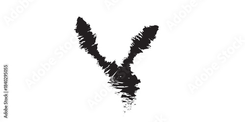 Abstract Black Brushstroke Shape Resembling a Stylized Feather or Branch.