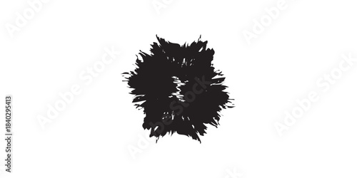 Abstract Black Ink Blot with Jagged Edges and Unique Texture.