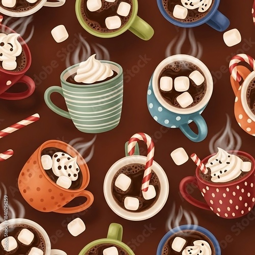 Festive Hot Chocolate Mug Pattern for Holiday Cheer.
