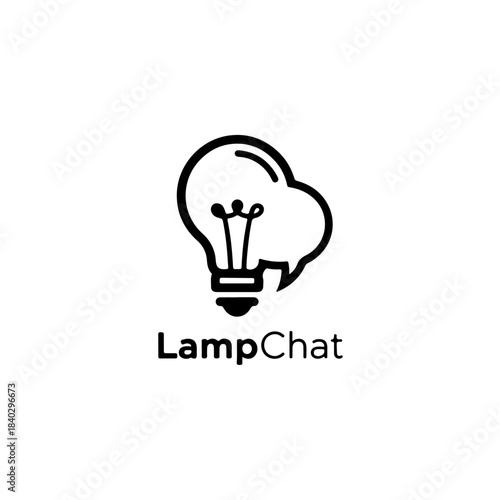 Lightbulb speech bubble icon with text lampchat, representing innovative communication, ideas, and conversation concept isolated on transparent background