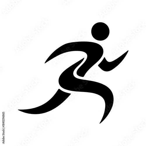 Abstract black silhouette of a stylized runner in motion, symbolizing speed, fitness, and active lifestyle on a white background. isolated on transparent background