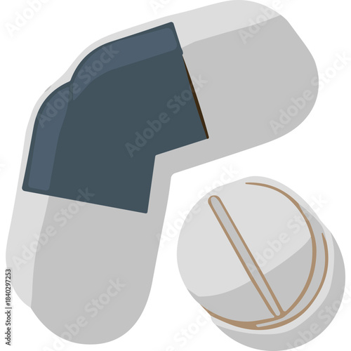 Two Medicine Pills One Capsule Shaped With Blue Inset And One Round White Tablet With Cross Indentation On Black Background