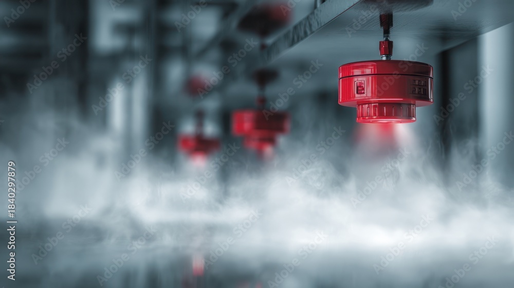 Naklejka premium Industrial fire sprinklers