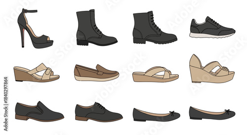 Diverse Footwear Collection: Stylish Shoes for Every Occasion.