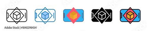 Augmented Reality multiple style icons set design vector illustration. 