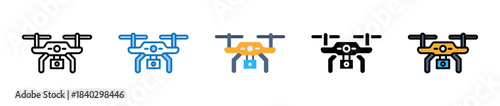 Smart Drone multiple style icons set design vector illustration. 