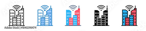 Smart City multiple style icons set design vector illustration. 