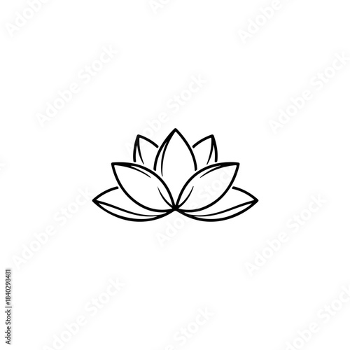 Elegant and minimalist black outline drawing of a lotus flower. ideal for spiritual, wellness, and beauty design concepts. isolated on transparent background
