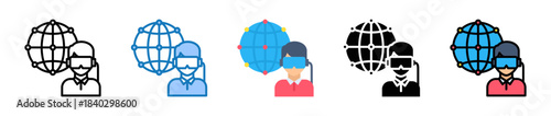Virtual World multiple style icons set design vector illustration. 