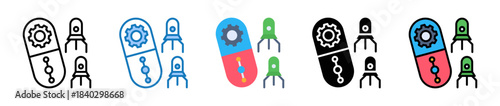 Nanomedicine multiple style icons set design vector illustration. 