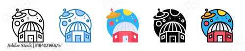 Space Habitat multiple style icons set design vector illustration. 