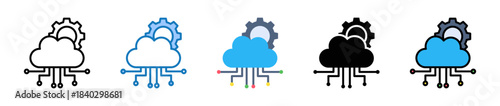 Digital Cloud multiple style icons set design vector illustration. 