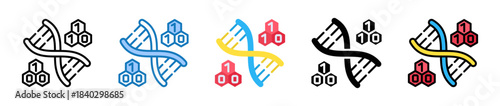 Dna Code multiple style icons set design vector illustration. 