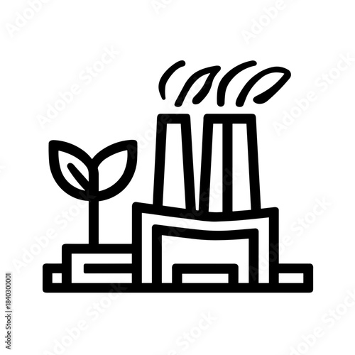 Minimalist eco factory sustainable energy vector icon