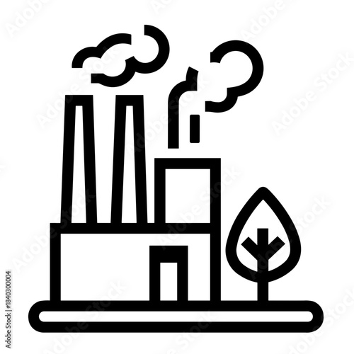 Minimalist eco factory sustainable energy vector icon