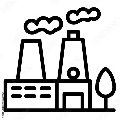 Minimalist eco factory sustainable energy vector icon