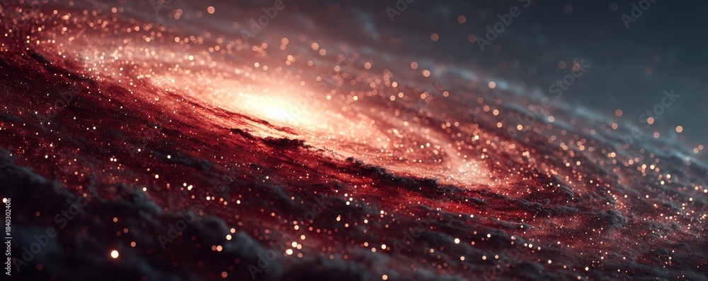 Obraz premium Red galaxy background with swirling stars and cosmic glow for space themed design inspiration