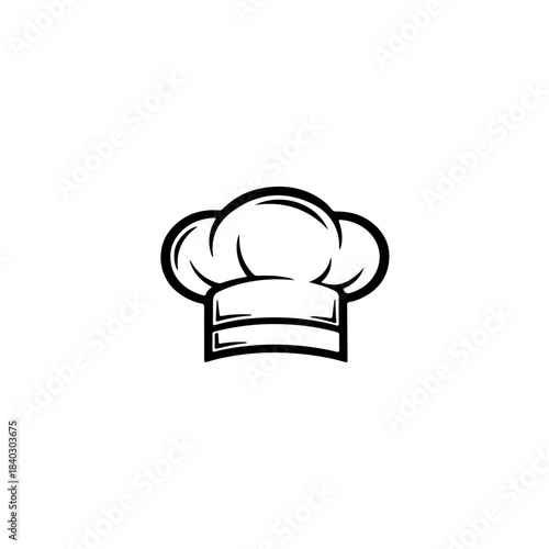 Classic chef hat outline graphic representing culinary arts, professionalism, and the restaurant industry, suitable for food blogs and menus. isolated on transparent background