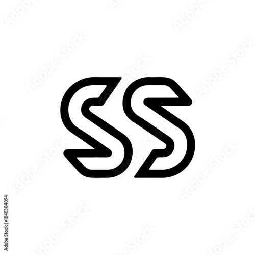 Stylized black 'ss' letter forms or an abstract waveform pattern featuring bold, curved lines on a clean white background isolated on transparent background