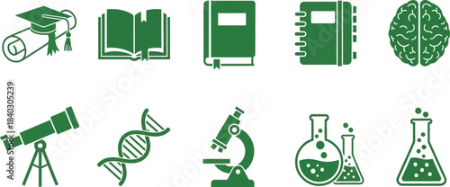Education and science icons set for academic learning concepts