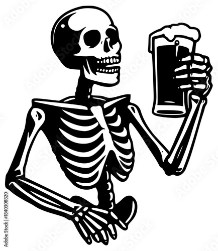 Beer skeleton party illustration