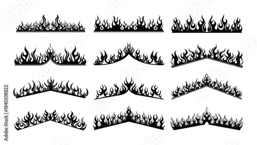 Collection of Black Flame Borders and Accents fire