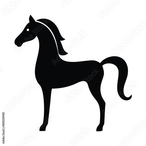 Simple black silhouette graphic of a proud standing horse isolated on a white background vector