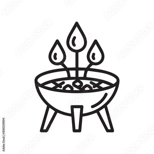 Ritual Brazier with Three Flames Outline Icon