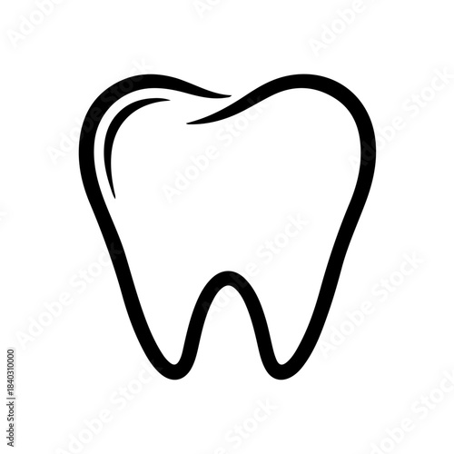 Simple black outline illustration of a human molar tooth, representing dental health, care, hygiene, and stomatology concepts isolated on transparent background