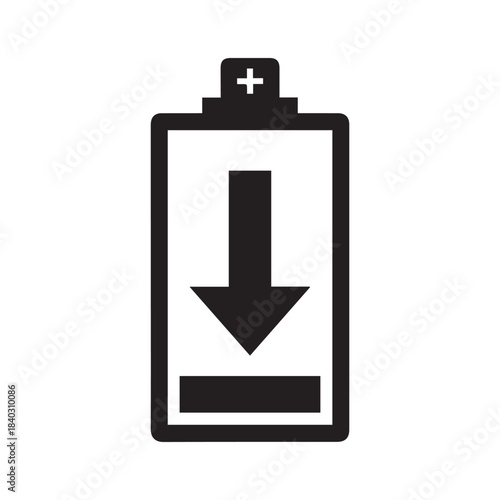Low Battery Level Indicator Icon with Down Arrow