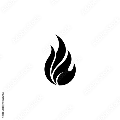 Abstract black fire flame icon vector graphic design element for heat energy warm concepts. hot ember symbol. isolated on transparent background