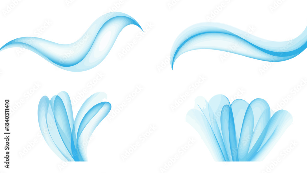 Fototapeta premium Abstract Blue Wavy Lines and Shapes Design Elements