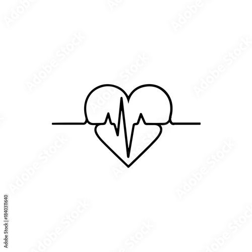 Heartbeat electrocardiogram ekg line icon symbolizing cardiac health and medical cardiology symbol isolated on transparent background