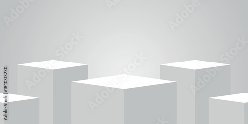 White abstract background with modern and futuristic 3D cube design. Simple podium background concept. VOL. 3