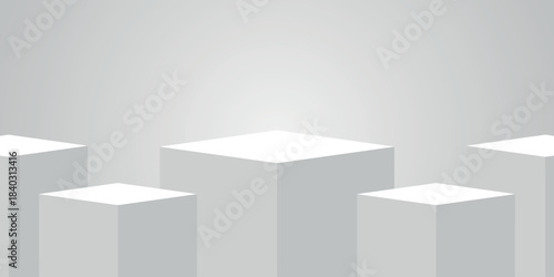 White abstract background with modern and futuristic 3D cube design. Simple podium background concept. VOL. 5