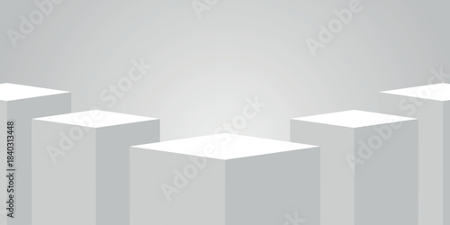 White abstract background with modern and futuristic 3D cube design. Simple podium background concept. VOL. 4