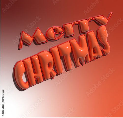 3D Glossy Merry Christmas Text Effect Vector | Red Holiday Typography Design