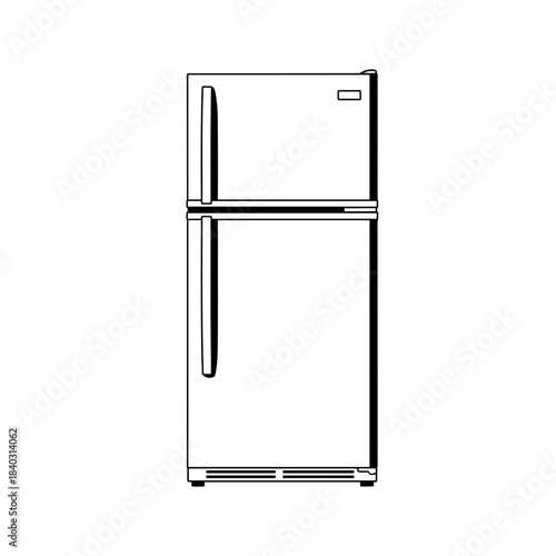 Flat pseudo-vector illustration of a modern refrigerator. "Ultraclean home" concept.