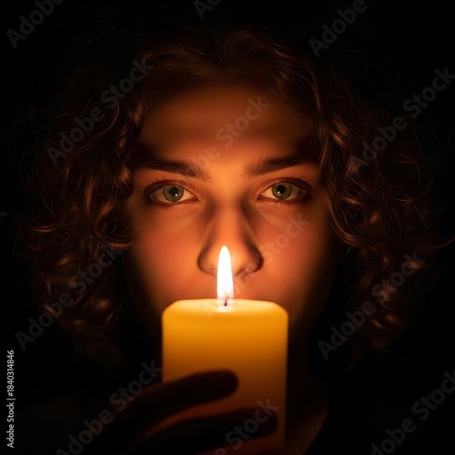 Wallpaper Mural Illuminated Focus - A Portrait Bathed in Candlelights Warm Glow. Torontodigital.ca