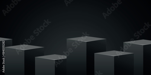 Dark abstract background with modern 3D cube design. Futuristic shiny podium background concept. Vector illustration VOL. 4