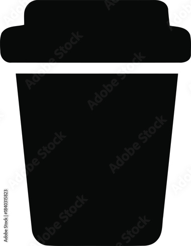 This graphic features a simple and modern silhouette of a coffee cup, ideal for representing beverages, cafés, and take-out drinks. The sleek design emphasizes on-the-go coffee culture, making it suit